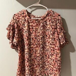 Maurices Pink and Cream Floral Blouse